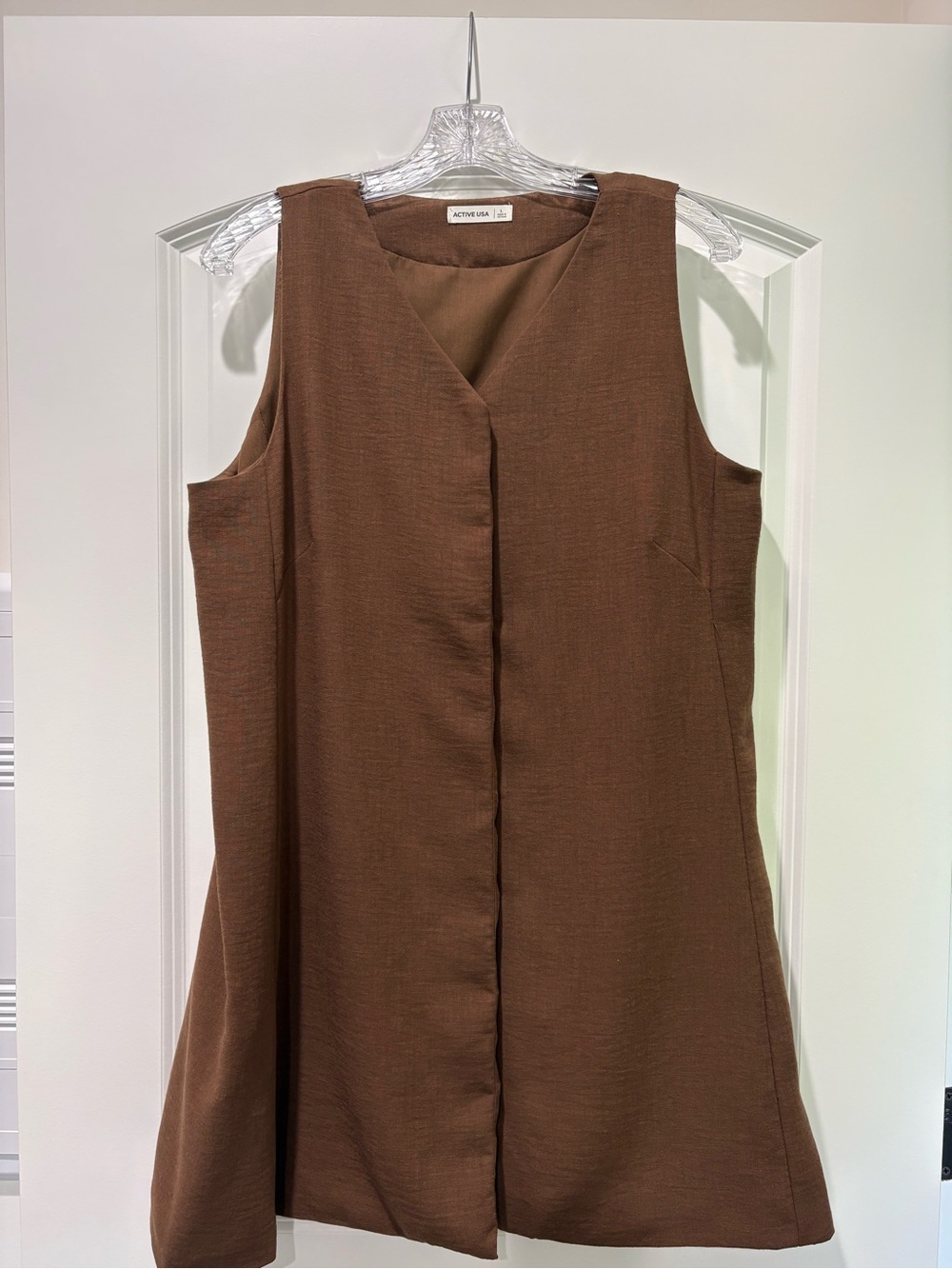 Active USA Brown Sleeveless V-Neck Dress